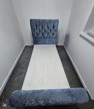 Crushed Velvet Diamond Single Bed Navy Blue 3