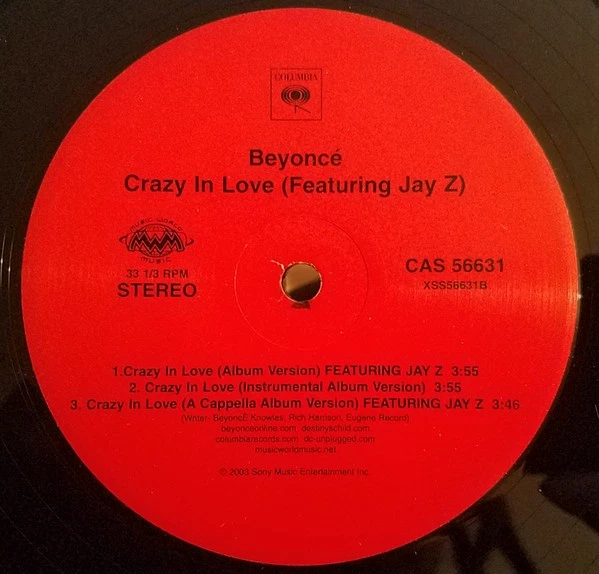 Beyoncé Featuring Jay Z* - Crazy In Love (12") (Near Mint (NM or M-)) - 3756887 - Image 2 of 3