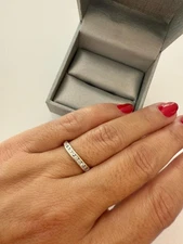 Zales 14K White Gold Wedding Band With  10 Diamonds Size 7