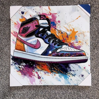 Nike Air Jordan 1 Sneaker Canvas Wall Art Gloss cover finish by 18 x 18 inches