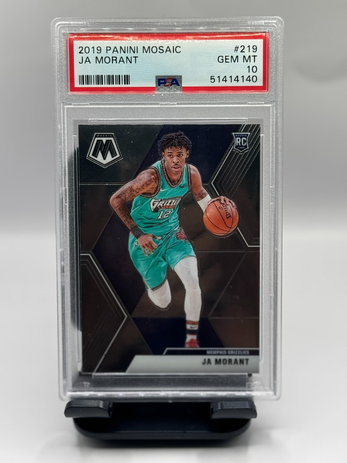 JA MORANT ~ 2019-20 Panini Mosaic Rookie Basketball Card #219 PSA GEM MT 10