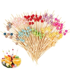 200PCS 4.7 inch Colorful Pearl Cocktail Picks, Toothpicks, Appetizers, Food