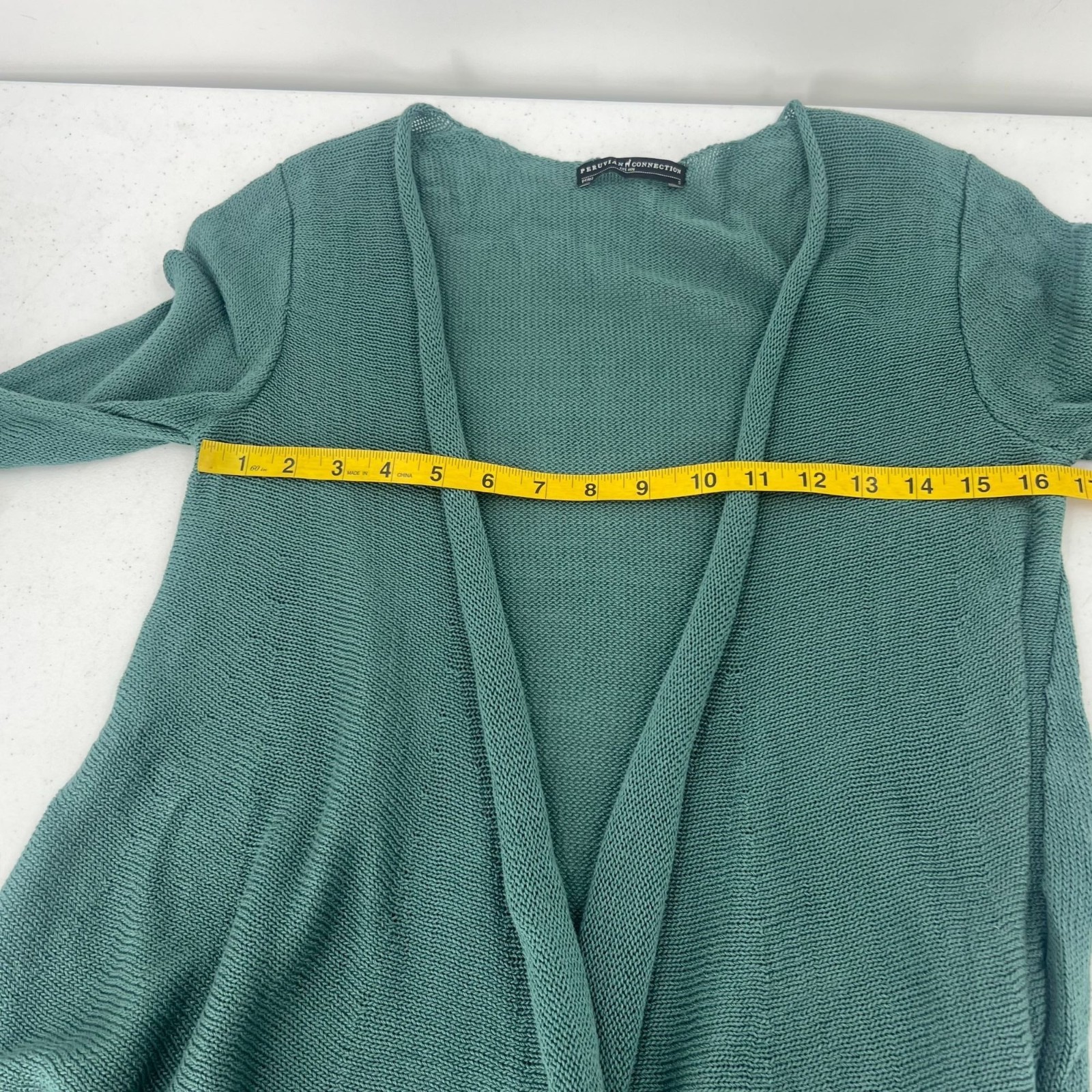 Peruvian Connection Cardigan S Green 100% Pima Co… - image 7