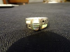 756--VL-STERLING SILVER RING WITH OPALS-925--SIZE 81/2