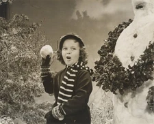Shirley Temple 1938 Snowball Snowman Christmas Original Double Weight Photo RARE