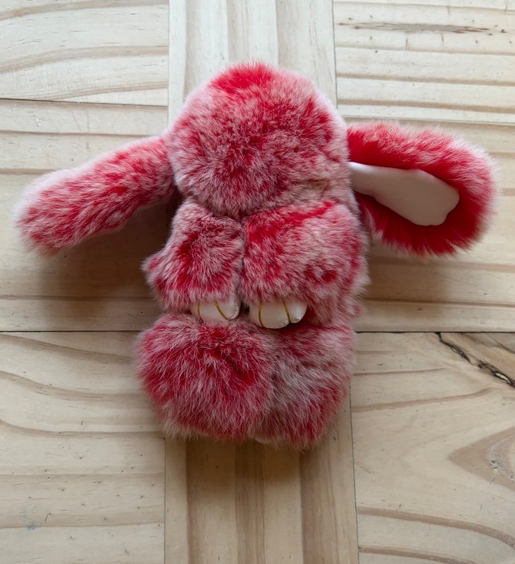Bunny Lulu Plush Bag Charm Keychain Red Frosted Soft Fluffy Rabbit Toy Pendant