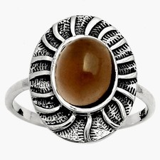 Natural Smoky Quartz - Brazil 925 Sterling Silver Ring s.7.5 Jewelry R-1085