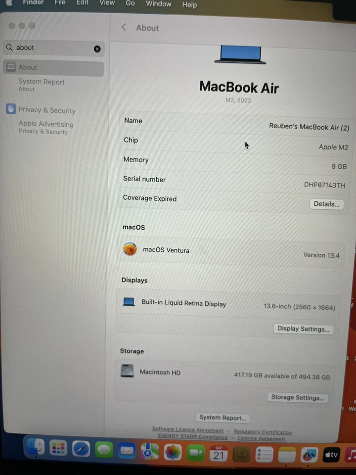 Apple MacBook Air 13" M2 · 8GB · 512GB, photo 3 of 5