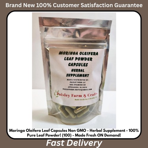 Moringa Oleifera Leaf Capsules 100ct Non-GMO Pure Herbal Supplement Fresh - 第 1/3 張圖片