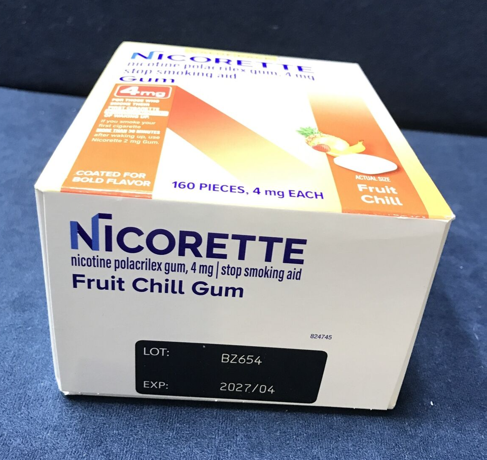 Nicorette Nicotine Gum to Quit Smoking, 4mg 160 Count Exp 04/2027 eBay