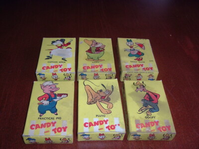 6) 1950's Super Novelty Candy & Toy Mickey Mouse Disney Complete