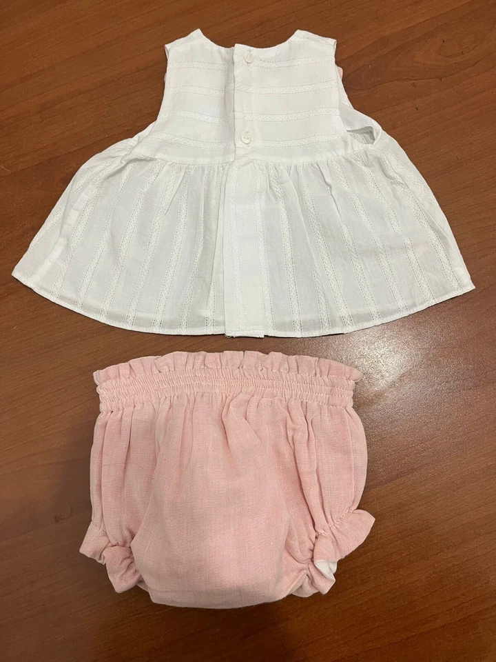 Completino Micolino Taglia 12 Mesi Colore Bianco e Rosa Antico con Fiocchetti - Immagine 3 di 4