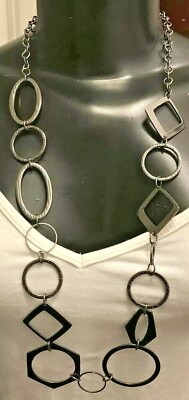 Express Chunky Geometric Shape Silver-Tone Necklace 32''