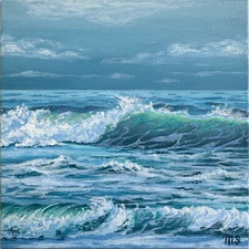Seascape Original Painting Wave Painting  Sea waves Painting  Ocean Wave Canvas