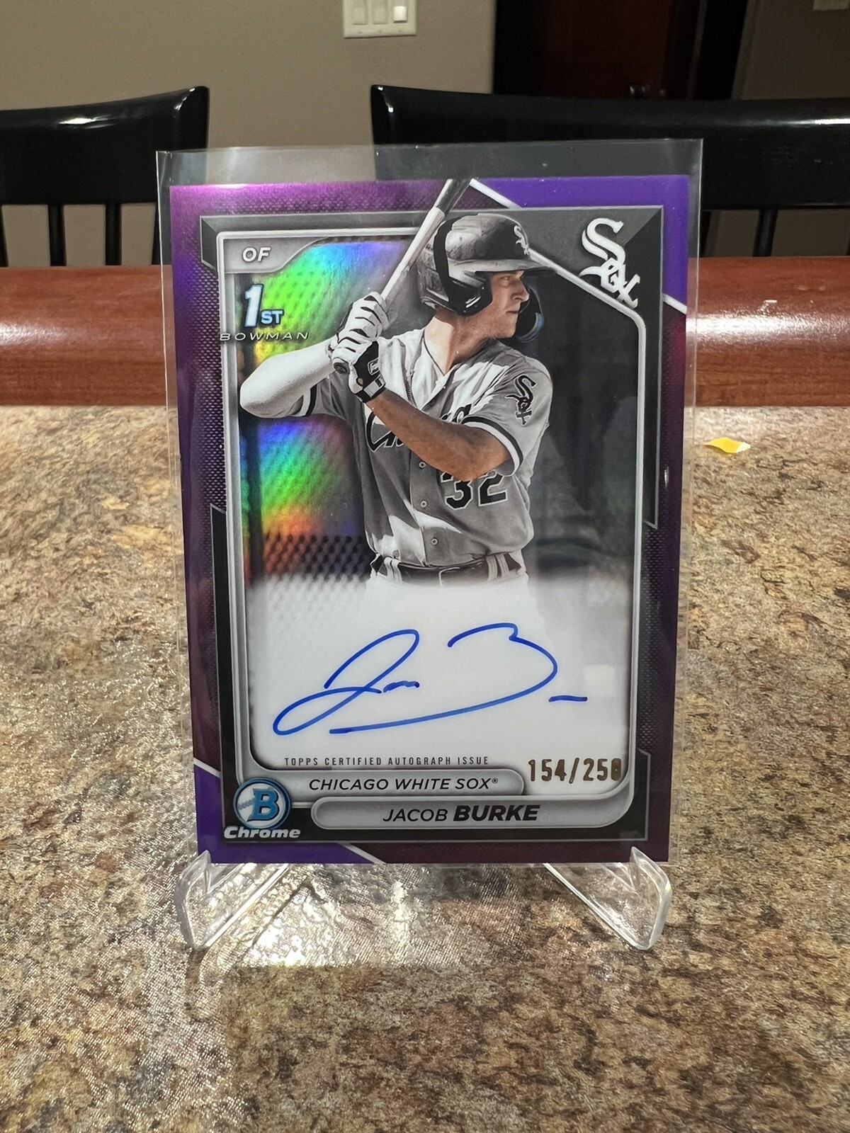 2024 Bowman JACOB BURKE 1st Bowman Chrome PURPLE REFRACTOR AUTO /250! White Sox!