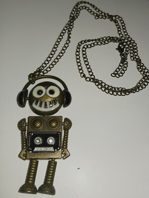 Steampunk Pendant '' Funky D.J. Robot '' Large Pendant '' Necklace Vintage Rare