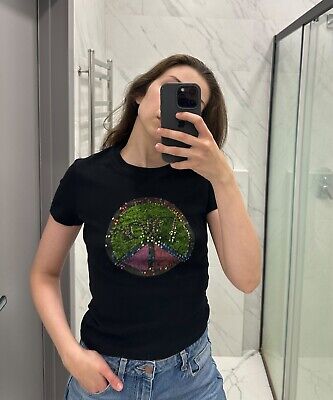 Vintage Womens CHRISTIAN DIOR T Shirt Black Logo Peace Vintage Womens CHRISTIAN DIOR T Shirt Black Logo Peace