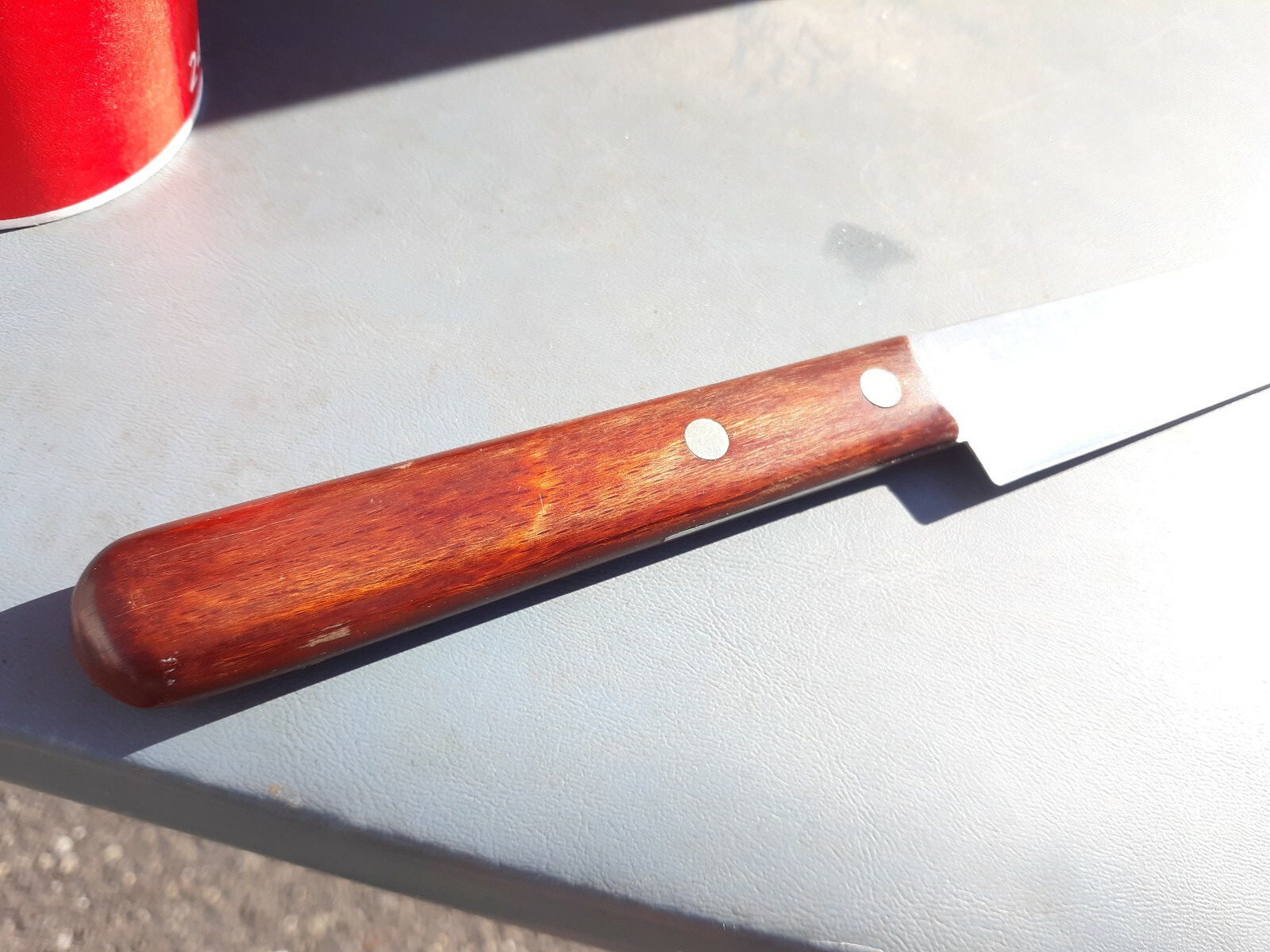 VINTAGE GENEVA 8" BLADE STAINLESS STEEL KITCHEN KNIFE WOOD * USA