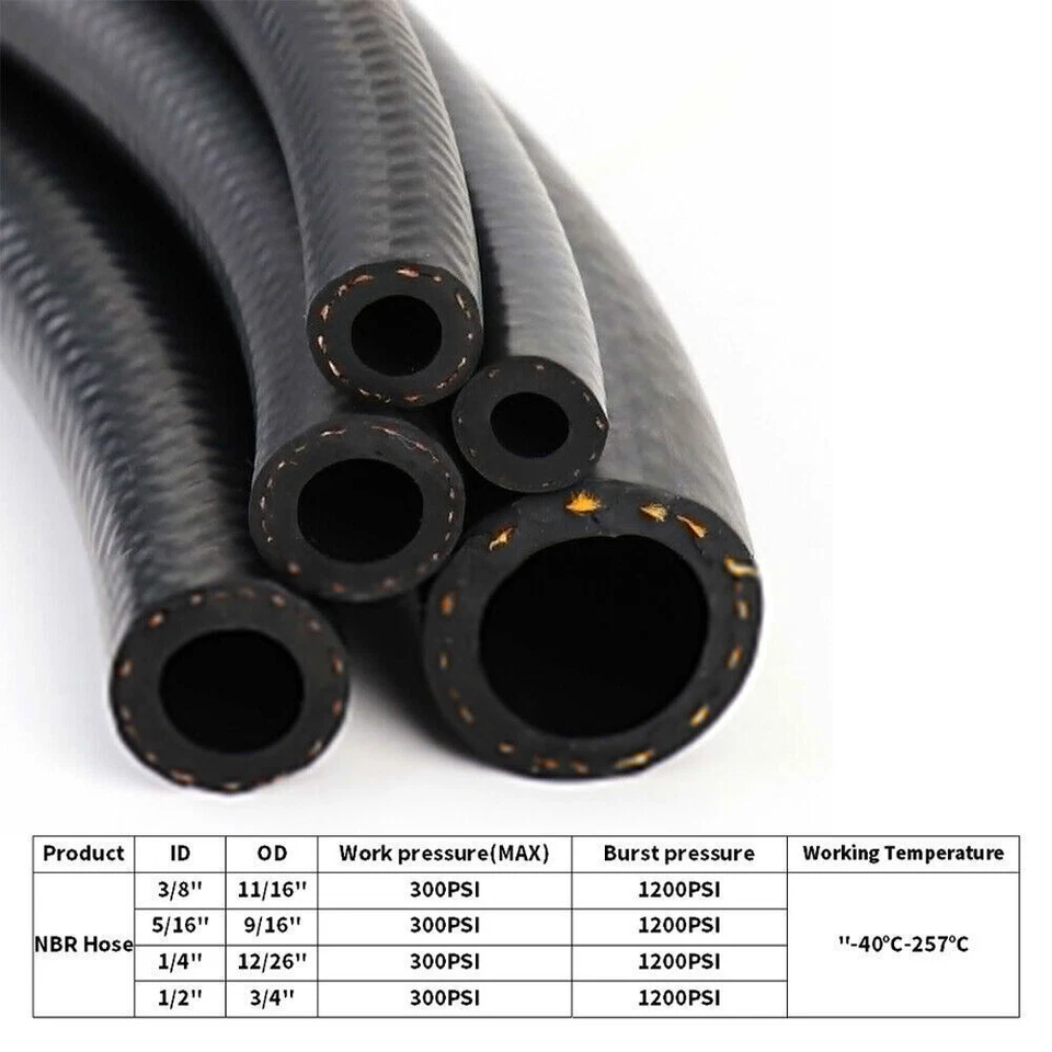 Fuel Line Hose Gas Lines Rubber NBR Push on Hose 5/32" 1/4" 5/16" 3/8" 1/2" 5/8" - Image 2 of 4