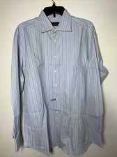 CANALI Men's Long Sleeve Button Up Shirt Striped Size 42/16.5 Made In Italy