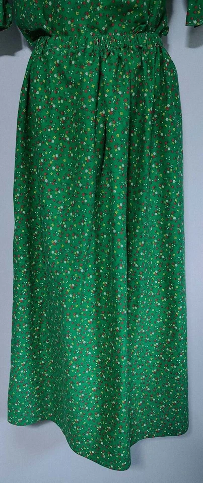 Conjunto de Vestido Pradera Vintage Años 70 Niñas XL Hecho a Mano con Delantal y Gorro Verde Gin Foto 3 de 4