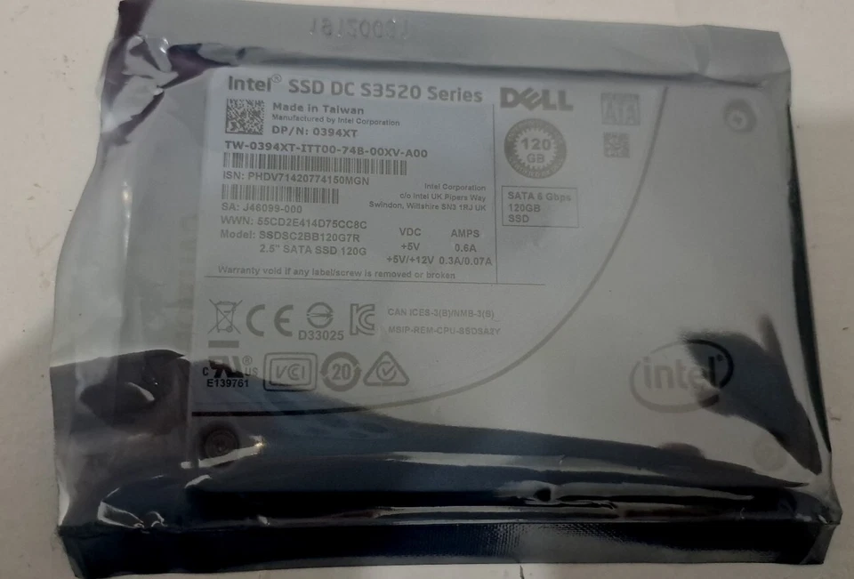 Dell Intel DC S3520 120GB SATA 2.5" 6Gb/s RI MLC SSD SSDSC2BB120G7R 394XT - Image 3 of 3