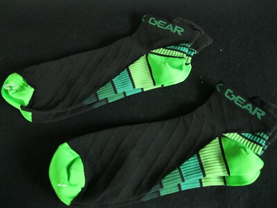 Low Cut Socks Men & Women - Ankle Compression Running Socks 2Pair Blk-Green S/M