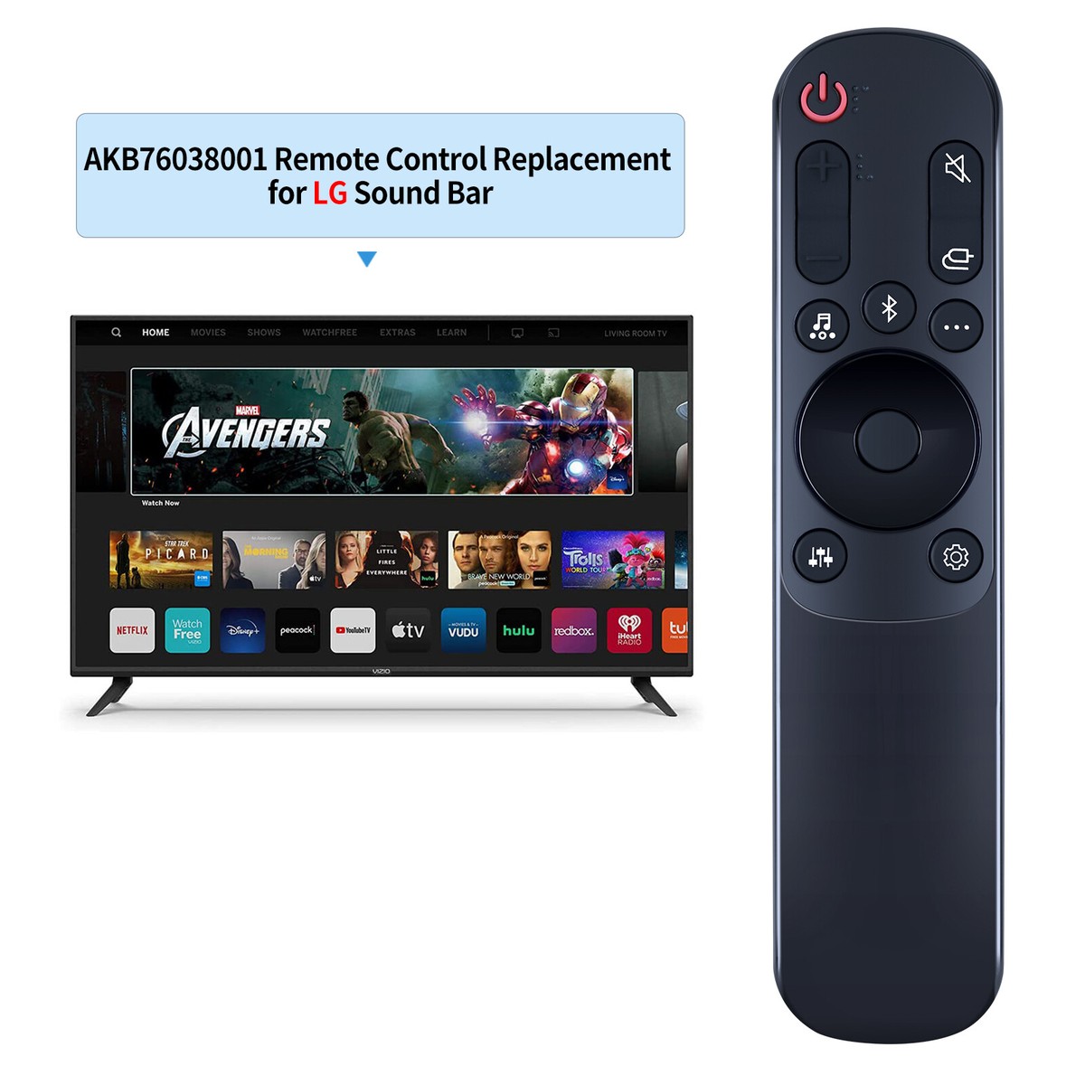 AKB75595401 Replace Remote Control for LG Sound Bar SKM5Y SPK5B-W SK5R SK5Y
