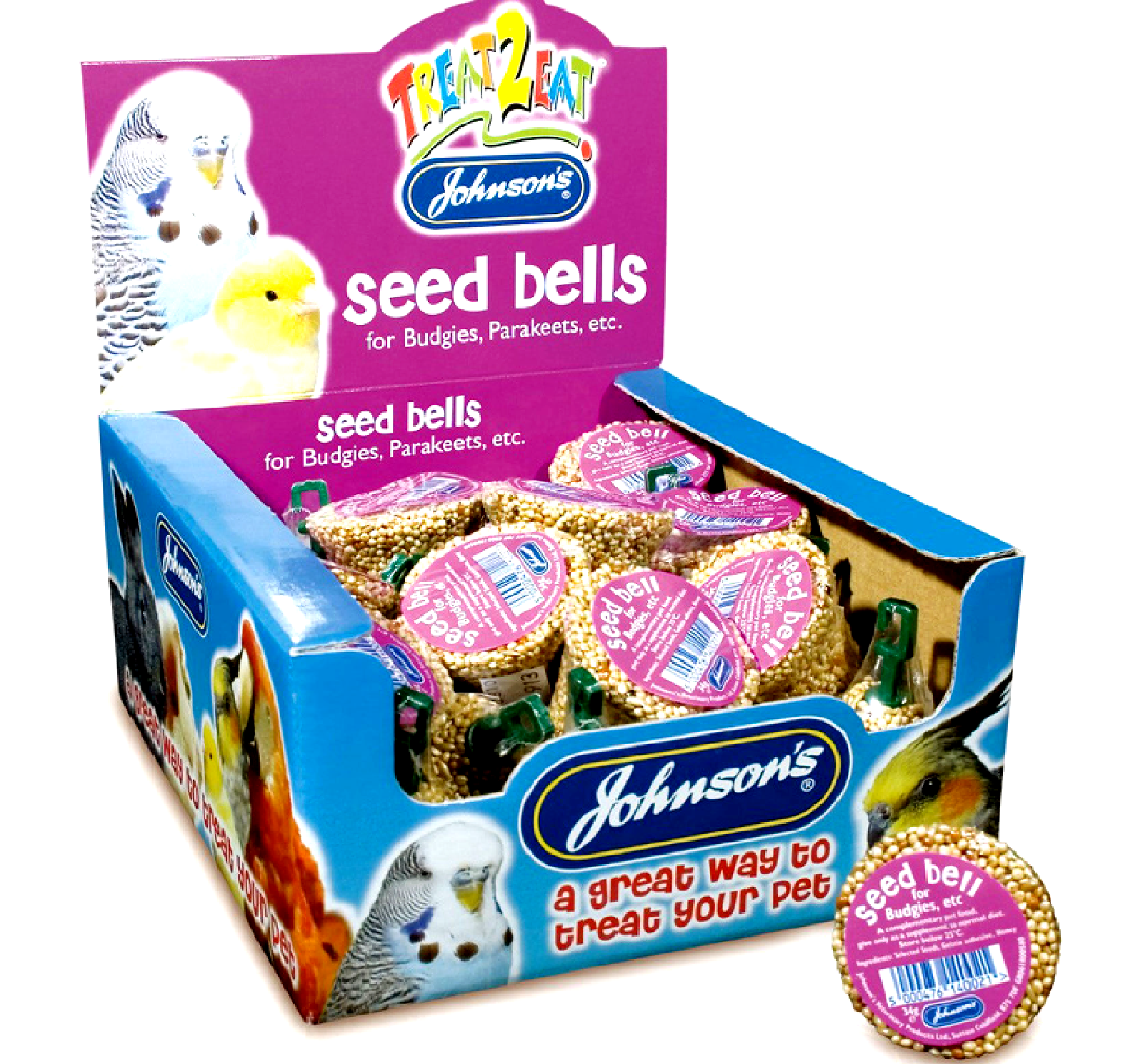 27 x JOHNSONS BUDGIE, PARAKEET SEED BELLS 34G : Caged Bird Food Treats bp Feed