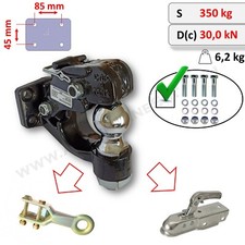 NATO-Hakenkupplung mit Anschraubplatte mit 4-Loch 85x45mm Abstand AHK-Zughaken