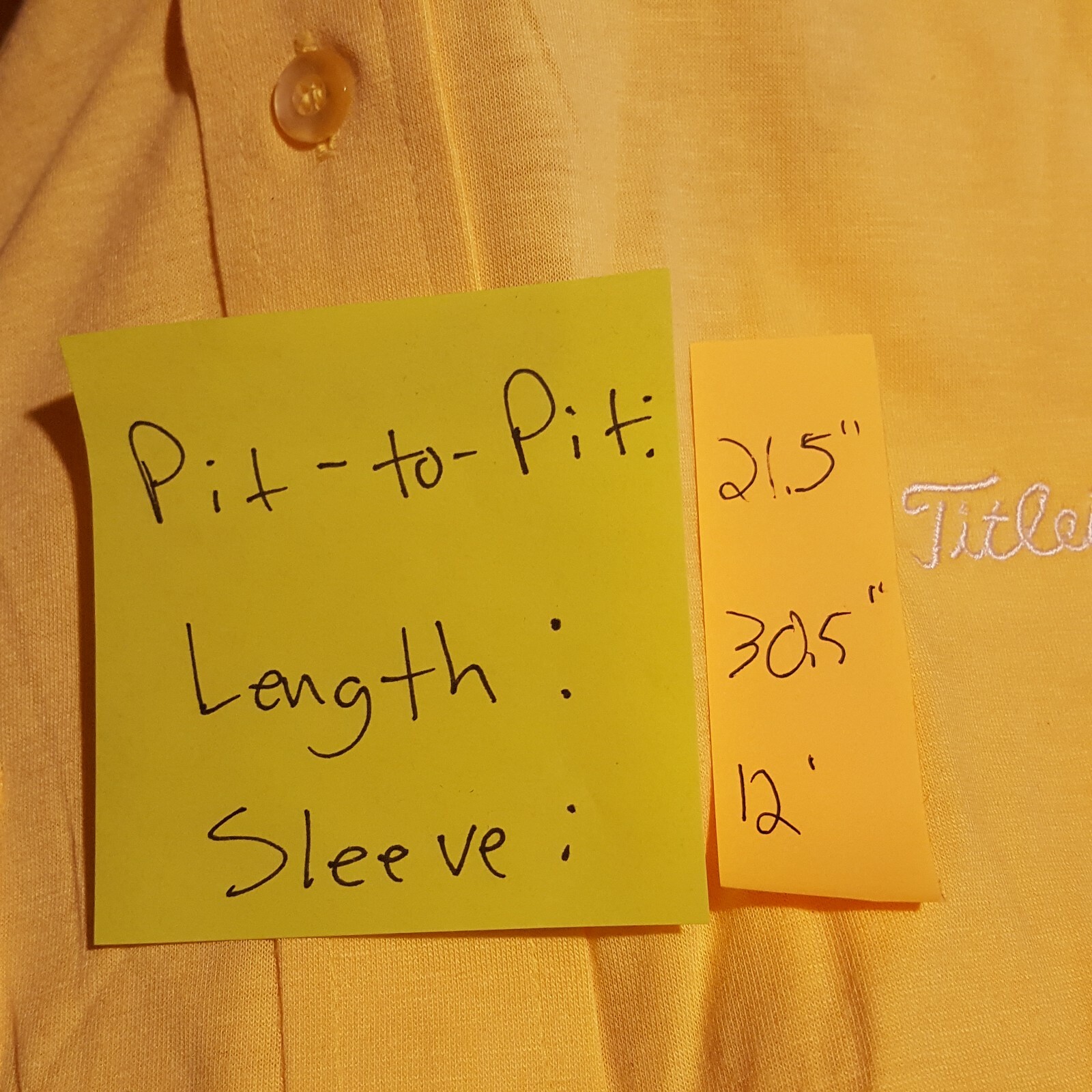 Titleist Golf Men's Size L Yellow Short Sleeve Collar Polo Dress Shirt Pullover 