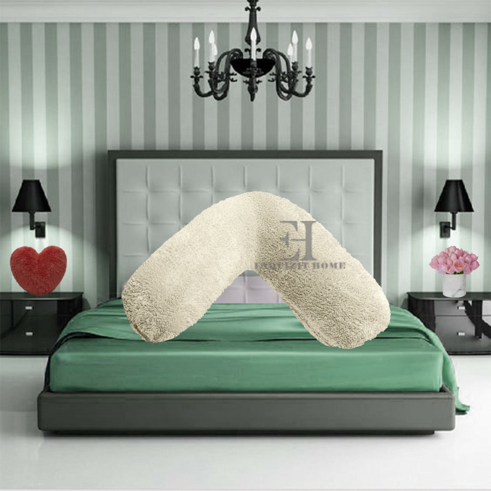 Teddy Bear V Shaped Pillow Cushion Case Warm Soft Cosy Back