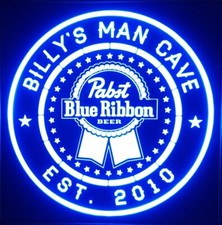 Custom Pabst Blue Ribbon Beer LED Sign Personalized, Home bar 12x12 non neon