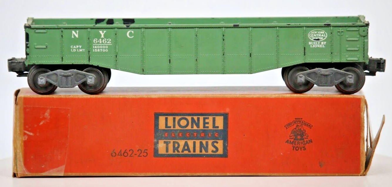 LIONEL O Gauge #6462 New York Central Green Gondola Car w/ OG Box