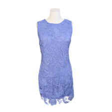 Periwinkle Floral Lace Party Dress Spring Easter Pastel Purple Sleeveless Small 