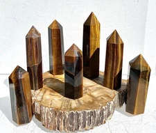 Wholesale Lot 1 Lb Natural Tiger Eye Obelisk Tower Point Crystal