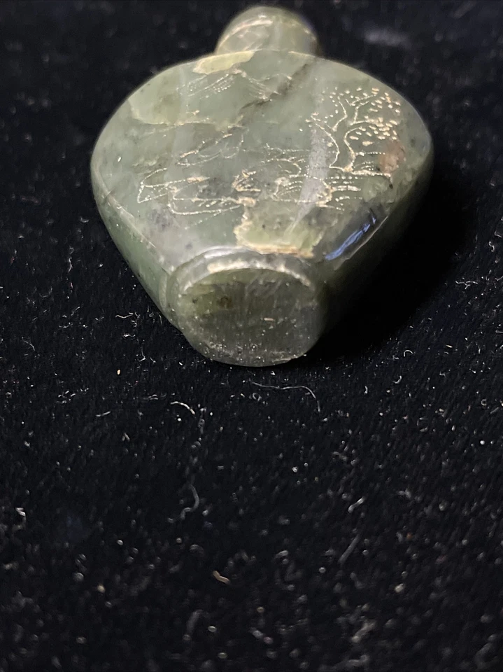 BOTELLA DE TABACO DE JADE pintada china antigua fina con TAPA DINASTÍA QING Foto 2 de 4