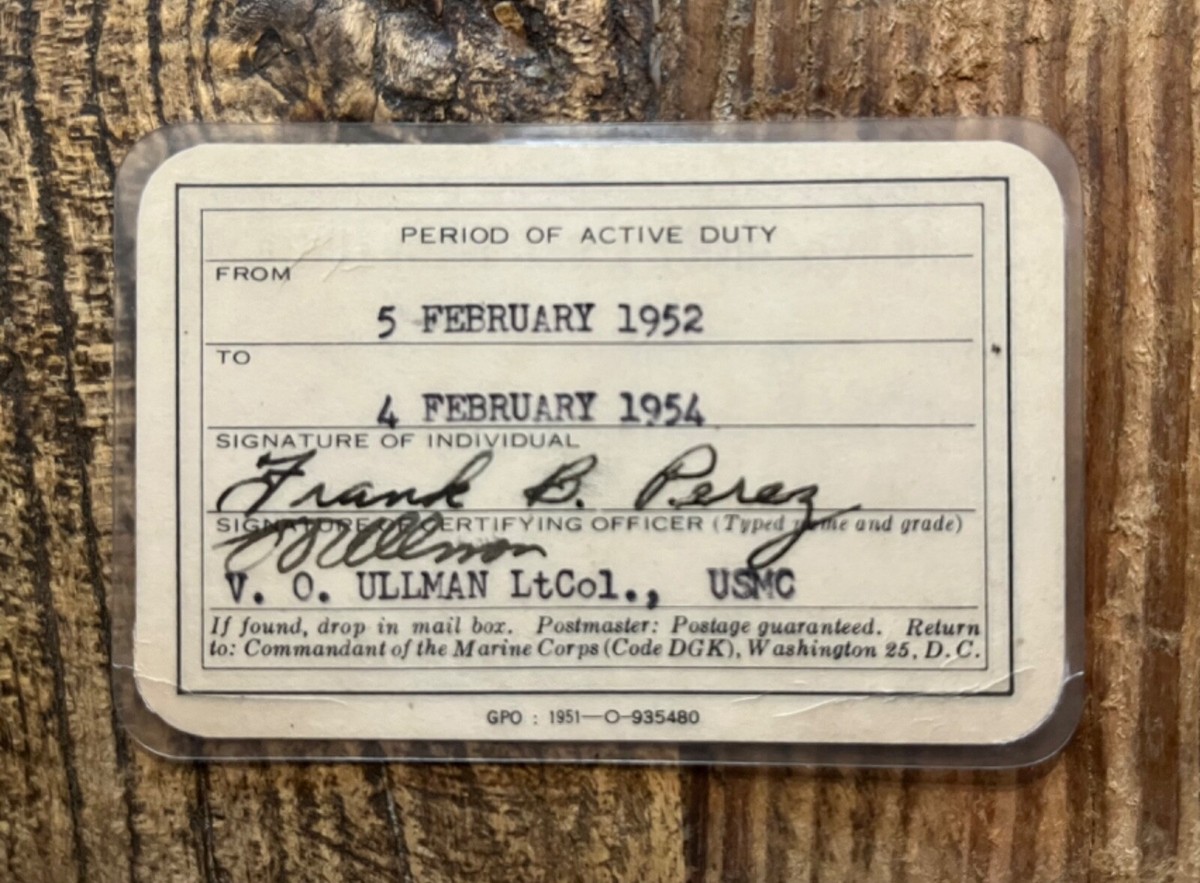 USMC Certificate of Service Armed Forces of the United