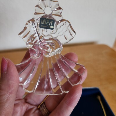 Mikasa Crystal Christmas Ornament Joyous Collection Angel with Original Box