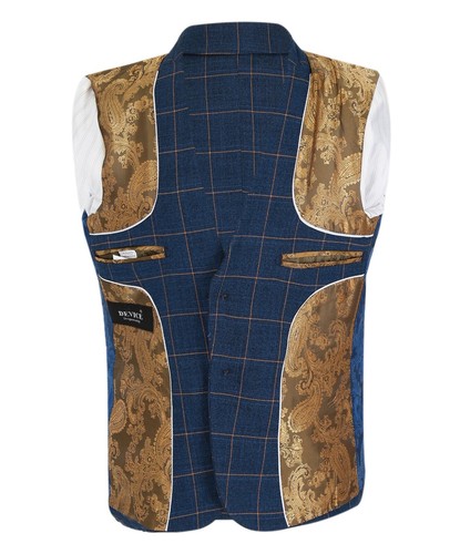 Mens Boys Windowpane Check Suit Blue Wedding Father Son Matching 3 Piece Set - Picture 17 of 24