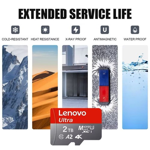 Lenovo 2TB Micro SD Card SD Memory Card 1TB 512GB High Speed TF Card U3 Class 10 - Photo 5 sur 14