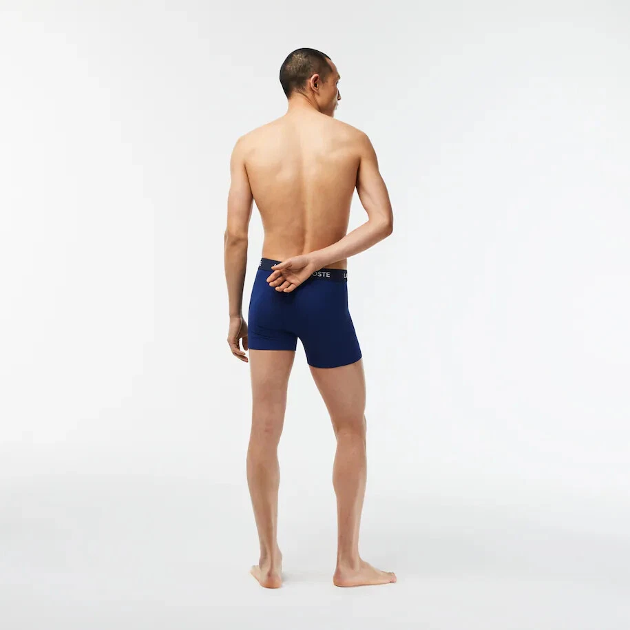 Paquete de 5 boxer informales Lacoste para hombre algodón elástico AZUL MARINO S, L 6H6521-51 F9F Foto 3 de 3