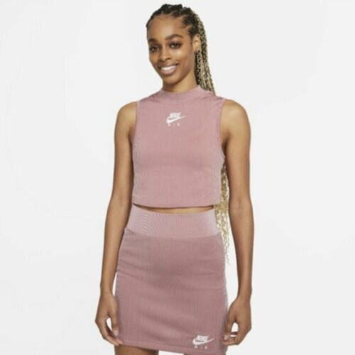 NWT Nike Air Women's Sportswear Rib Crop Tank Top Mock Neck Slim
