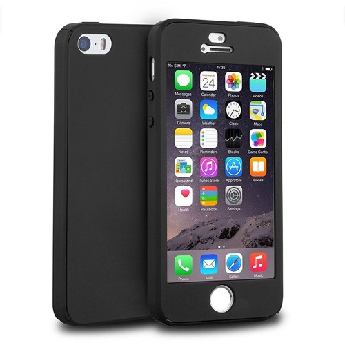 Funda Negra iPhone 5 Completo Ajustada Vidrio Protector de Pantalla También 5S SE | eBay