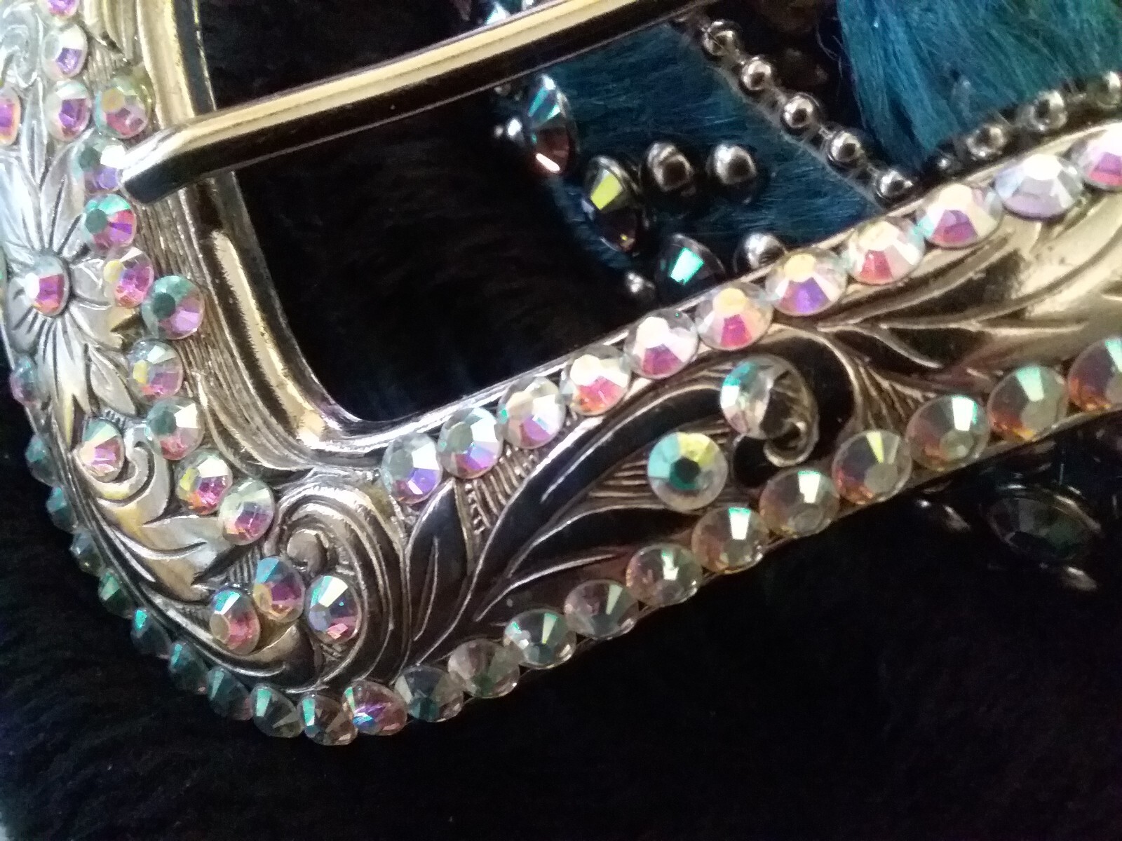 b.b Simon Belt Blue Pony Swarovski Rhinestone Bling Rockn Roll studs XL unisex image 6