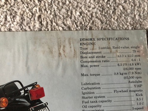 Yamaha Dt80mx Brochure - Picture 5 of 5