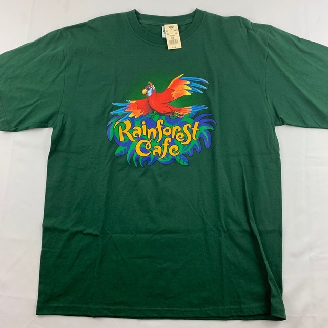 Rainforest Cafe Mens Graphic TShirt Green Macaw Crew Neck Tee XL New