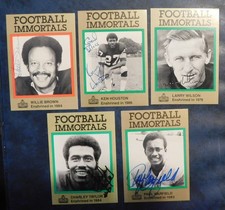 (5) autographed 1985 Football Immortals cards - Brown, Warfield, Taylor, Wilson