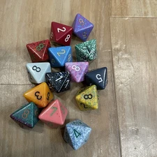 Chessex dice lot - D8 - 14 Pieces Eight-sided Dice- RPG, New Without Packaging