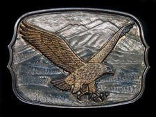 TC09102 VINTAGE 1970s BALD EAGLE SILVERTONE BELT BUCKLE
